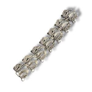 Marino Vintage Silvertone Panel Statement Bracelet